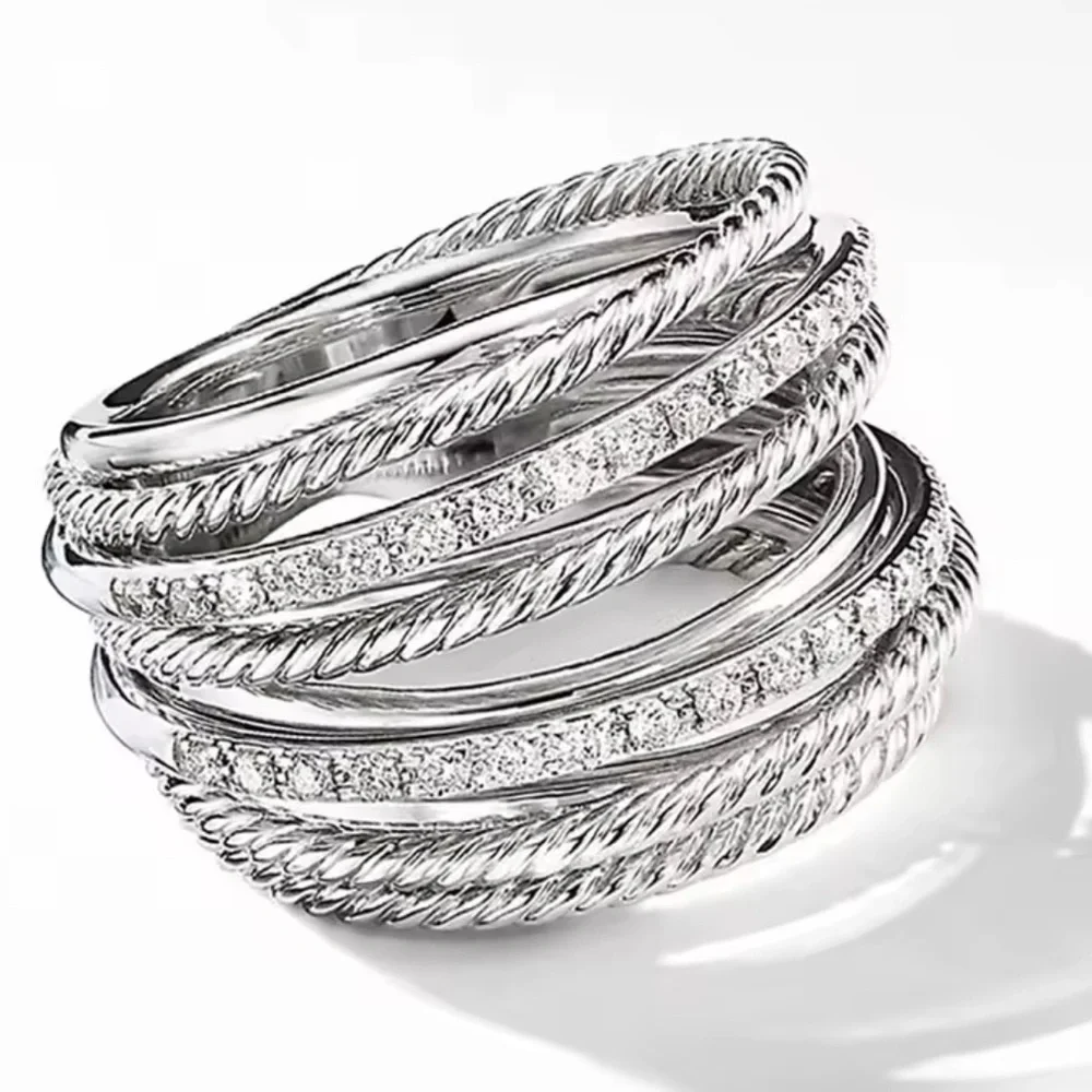 New! Wedding bridal Silver and crystal Women's Ring